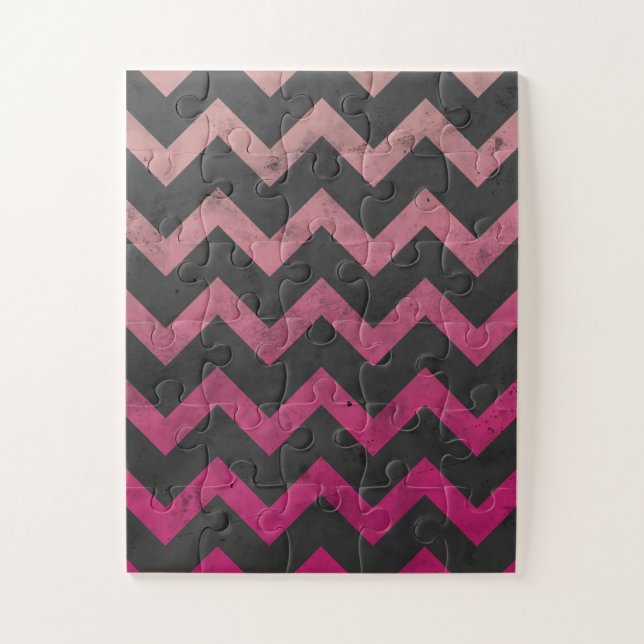Puzzle Motif de chevron gris foncé rose magenta (Vertical)