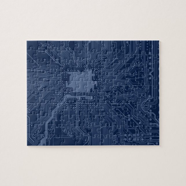 Puzzle Motif de circuit Geek bleu (Horizontal)