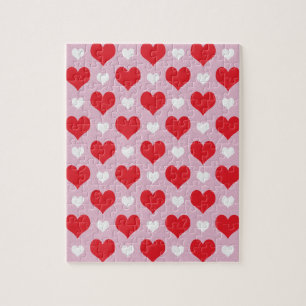 Puzzle Motif de coeur valentin rouge et blanc