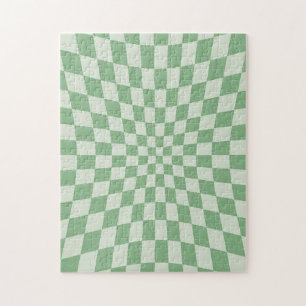 Puzzle Motif de damier distordu vert