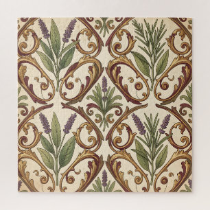 Puzzle Motif de défilement or et lavande Romarin