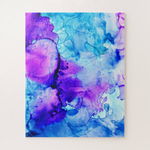 Puzzle Motif de dégradé d'aquarelle violet et bleu