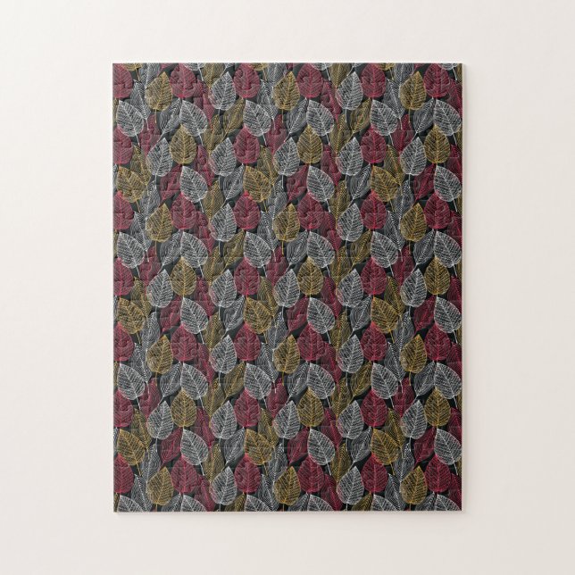 Puzzle Motif de dentelle des feuilles d'automne modernes (Vertical)
