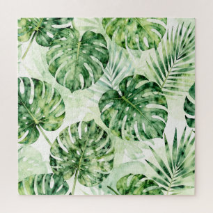 Puzzle Motif de feuilles de monstera palmées tropicales à