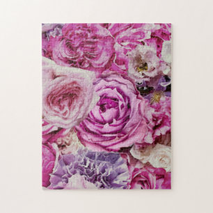 Puzzle Motif de fleurs de rose lavande blanche rose