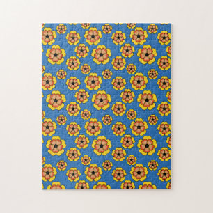 Puzzle Motif de fleurs orange jaune
