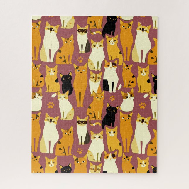 Puzzle Motif de Ginger, Chats noirs et blancs (Vertical)