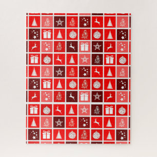 Puzzle Motif de grille de Noël rouge moderne minimaliste
