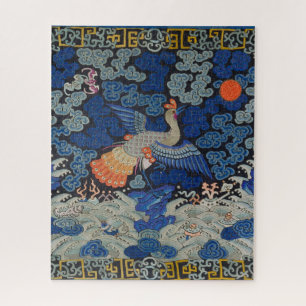 Puzzle Motif de grue chinoise vintage : bleu impérial