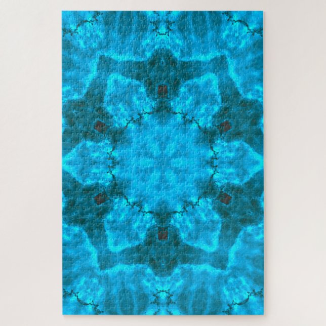 Puzzle Motif de kaléidoscope bleu glace givrée (Vertical)