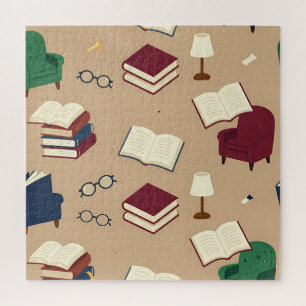 Puzzle Motif de livres de coin de lecture cosy