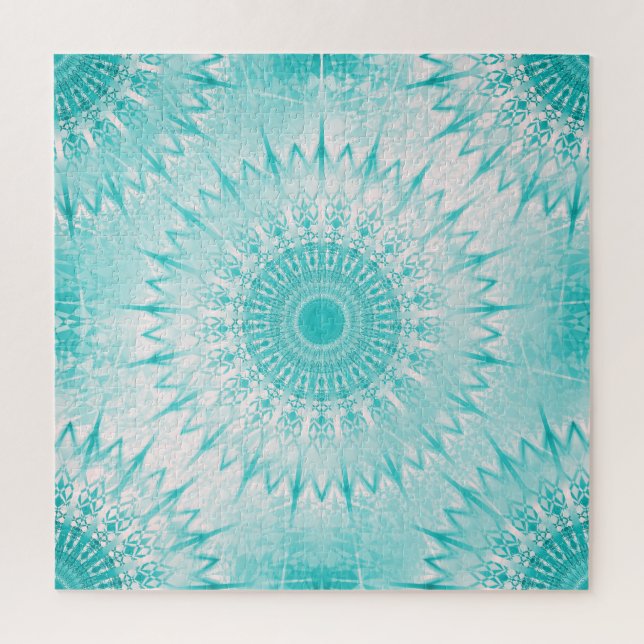 Puzzle Motif de mandala en métal turquoise (Vertical)