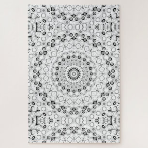 Puzzle Motif de mandala géométrique noir et blanc