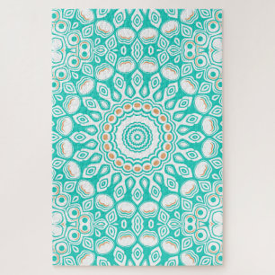 Puzzle Motif de mandala océan turquoise et beige