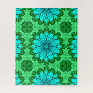Puzzle Motif de marguerite géométrique en Turquoise et Ve