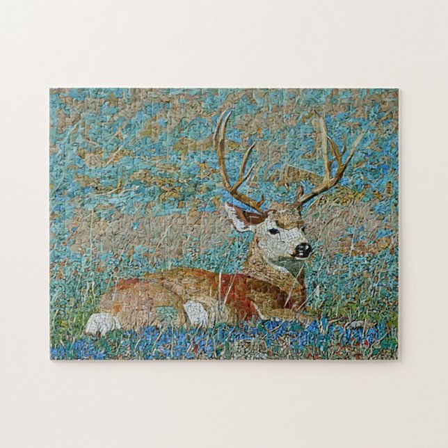 Puzzle Motif de mosaïque Deer Buck Imprimer (Horizontal)