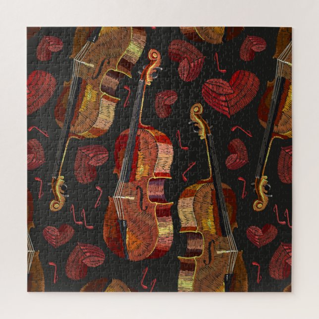 Puzzle Motif de musique violon Red Heart (Vertical)