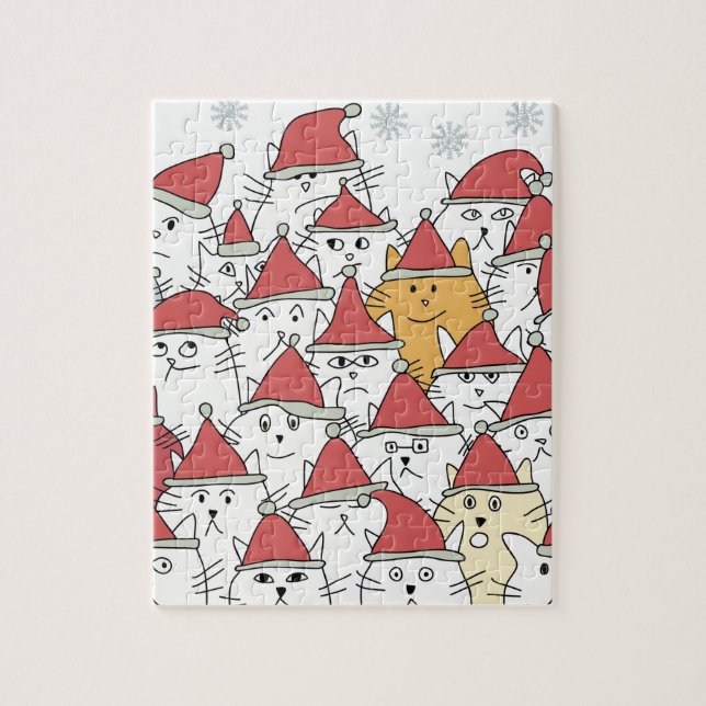 Puzzle Motif de Noël avec beaucoup de chats drôles (Vertical)