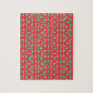 Puzzle Motif de Noël Vintage, Berries Green Red Holly
