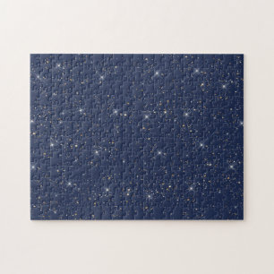 Puzzle Motif de parties scintillant en or brillant bleu m