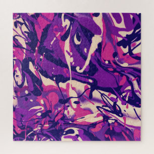 Puzzle Motif de peinture violet, rose et blanc