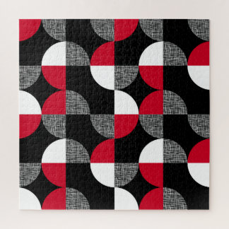 Puzzle Motif de plaid géométrique noir, rouge, blanc.