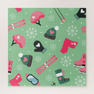 Puzzle Motif de sports de vacances d'hiver mignon 