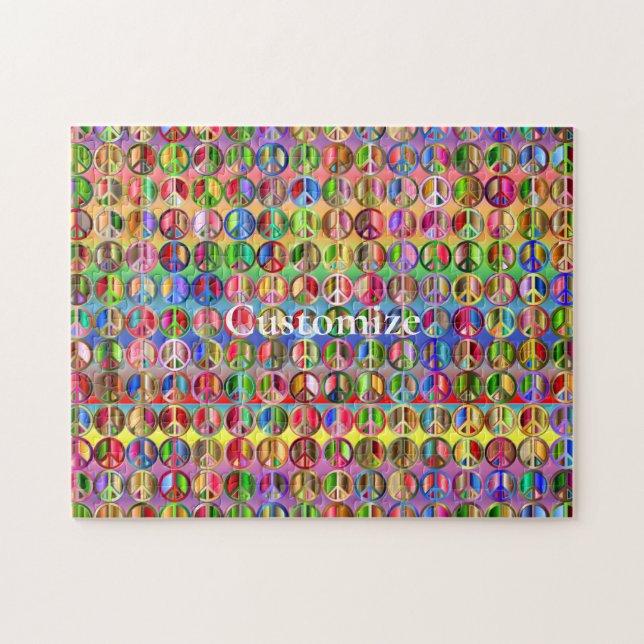Puzzle motif de symboles de paix multicolores (Horizontal)