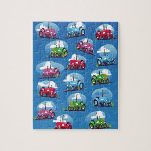 Puzzle Motif de tracteur (fond bleu)