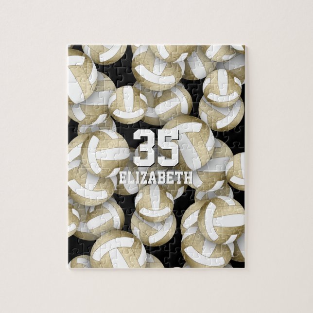 Puzzle Motif de volleyballs blanc or muet (Vertical)