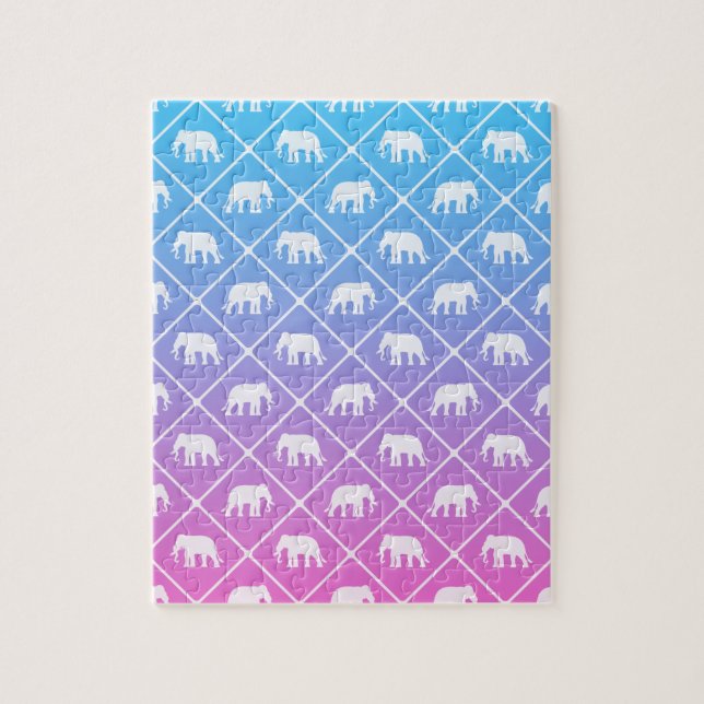 Puzzle Motif d'éléphant sur le bleu pour denteler le (Vertical)