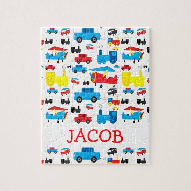 Puzzle Motif des plans, des trains et des voitures person (Vertical)