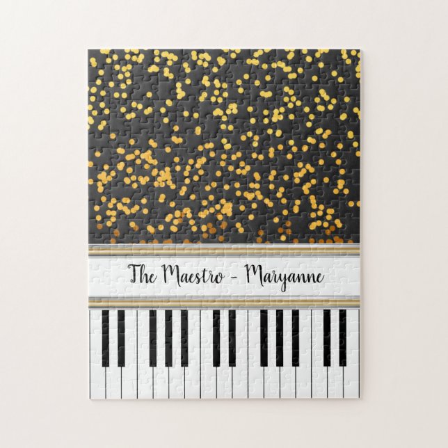 Puzzle Motif des Pois d'or des clés de piano personnalisé (Vertical)