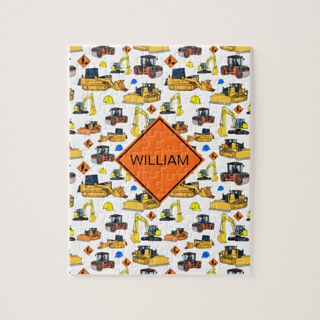 Puzzle Motif des véhicules de construction personnalisés  (Vertical)