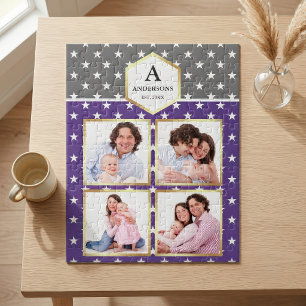 Puzzle Motif d'étoiles blanches violettes Collage de phot