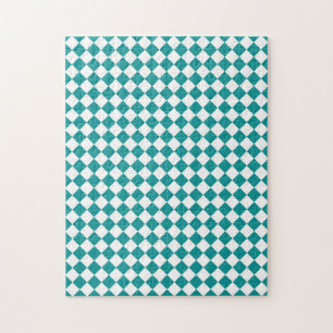 Puzzle Motif diamant à carreaux blanc sarcelle