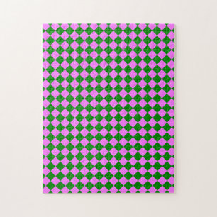 Puzzle Motif diamant à carreaux rose vert