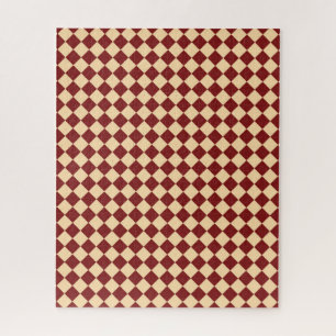 Puzzle Motif diamant à carreaux rouge jaune