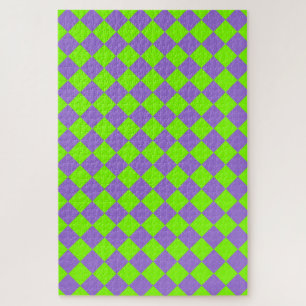 Puzzle Motif diamant à carreaux vert et violet