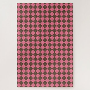 Puzzle Motif diamant de Checker Brown rose