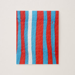 Puzzle Motif d'oreiller bleu rouge et blanc