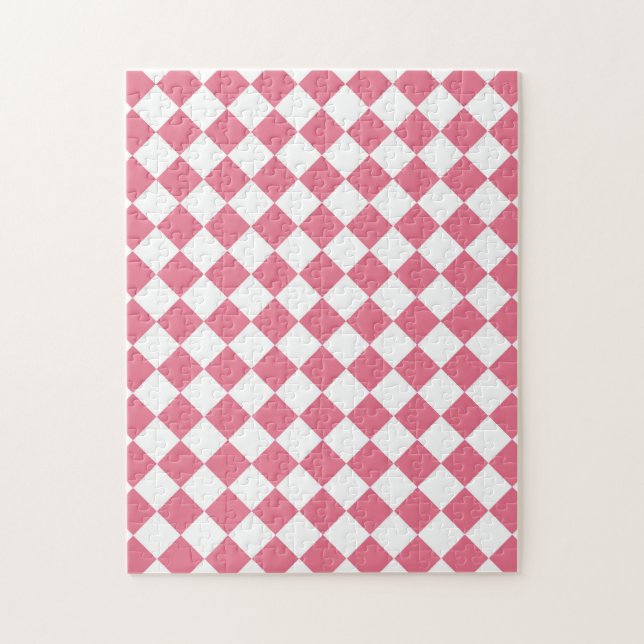 Puzzle Motif du vérificateur de diamants rose blanc (Vertical)