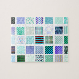 Puzzle Motif en mosaïque carré bleu