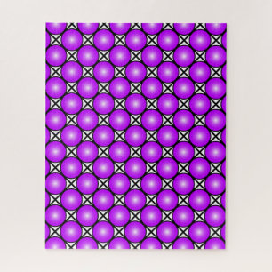 Puzzle Motif en treillis noir blanc Magenta points roses