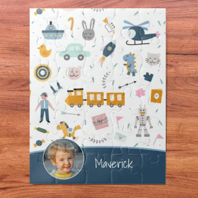 Puzzle Motif enfant mignon Photo et nom Boy Blue (Créateur téléchargé)