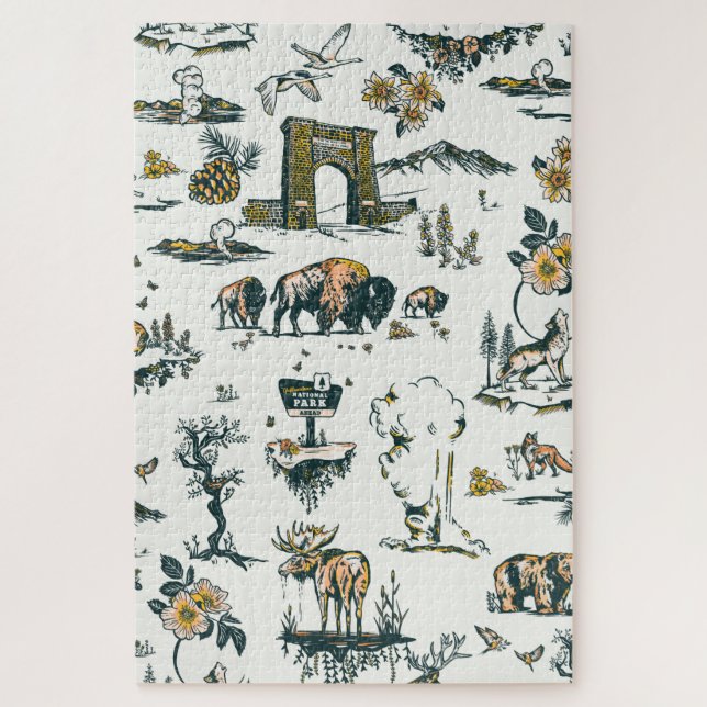 Puzzle Motif faunique du parc national Yellowstone (Vertical)
