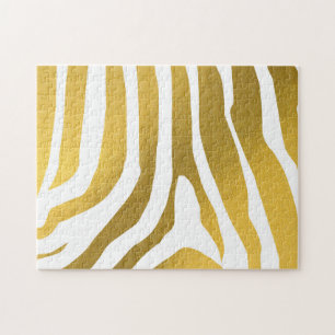 Puzzle Motif Faux Gold Zebra Print Stripes
