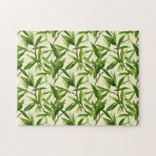 Puzzle Motif Feuille bambou vert