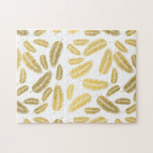 Puzzle Motif Feuille Faux Gold Palm