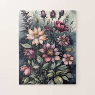 Puzzle Motif floral aquarelle botanique vintage lunatique